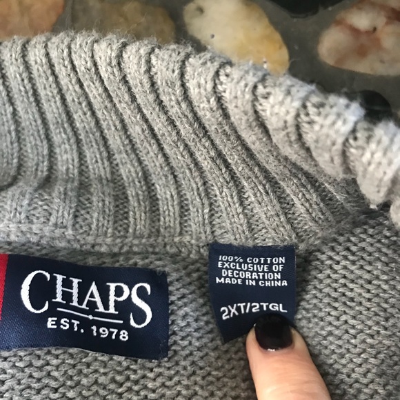 EUC Chaps 1/4 zip Cotton Sweater M XXLTall - Picture 4 of 5